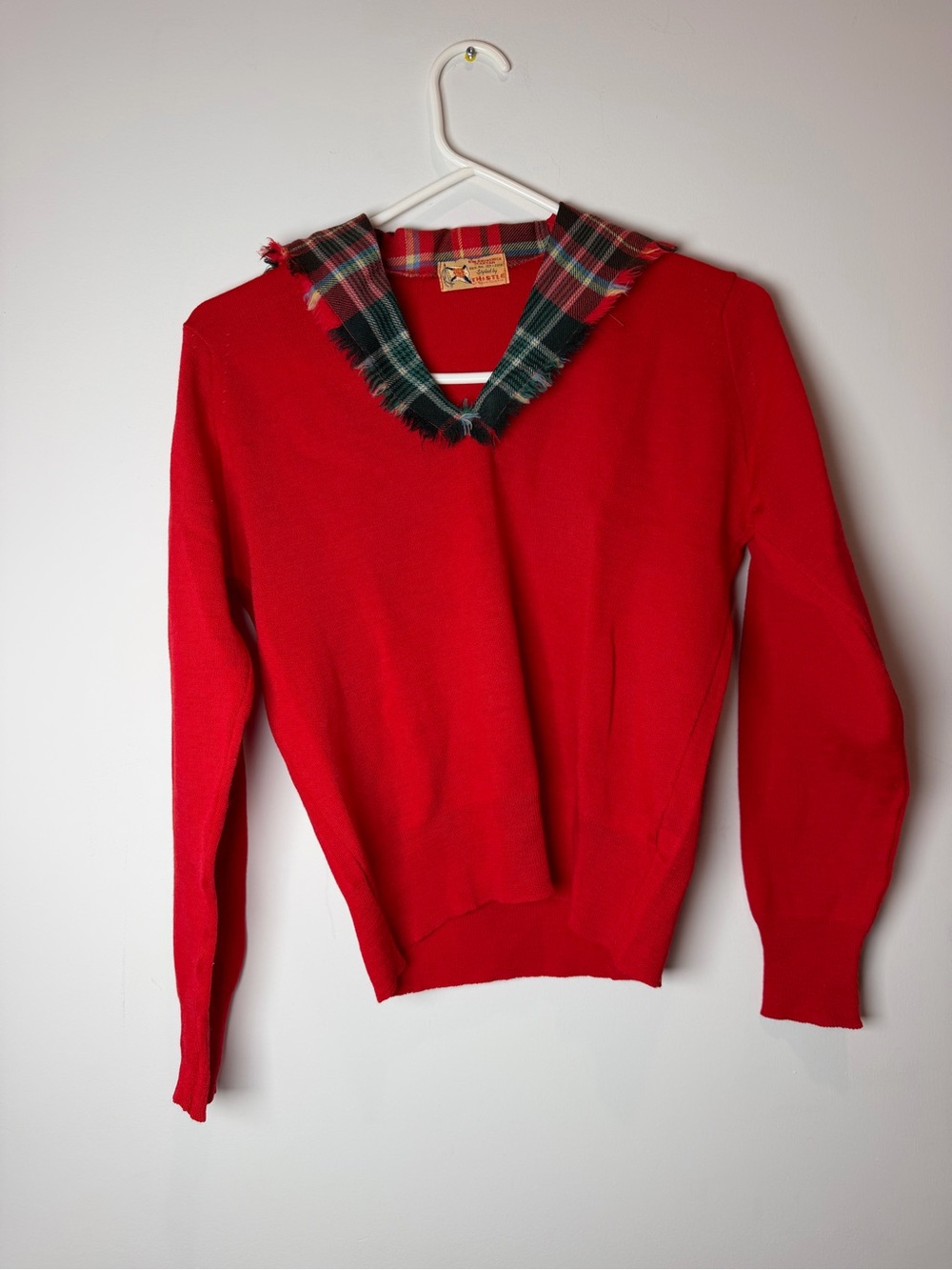 Vintage New Brunswick Tartan Collar Sweater Women’s XS-S